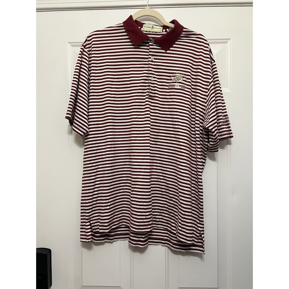 Fairway & Greene Polo Shirt Men's Large Striped Golf Battle At Bighorn Red Woods